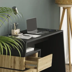 Schreibtisch Okaro Anthrazit/Eiche 105 x 50 cm mit 3 Schubladen Vicco