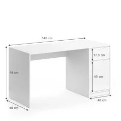 Schreibtisch Ruben Weiß 140 x 65 cm Vicco