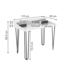 Schreibtisch Sannar Weiß 110 x 60 cm mit Schubladen Vicco