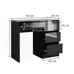 Schreibtisch Sherry Anthrazit Hochglanz 90 x 40 cm mit Schubladen Vicco
