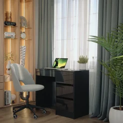 Schreibtisch Sherry Anthrazit Hochglanz 90 x 40 cm mit Schubladen Vicco