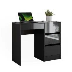 Schreibtisch Sherry Anthrazit Hochglanz 90 x 40 cm mit Schubladen Vicco