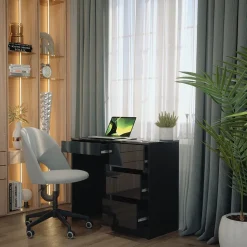 Schreibtisch Sherry Anthrazit Hochglanz 90 x 40 cm mit Schubladen Vicco