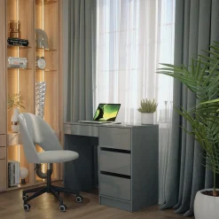 Schreibtisch Sherry Grau Hochglanz 90 x 40 cm mit Schubladen Vicco