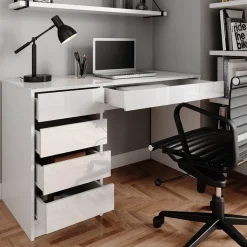 Schreibtisch Sherry Weiß 55 x 120 cm mit Schubladen Vicco