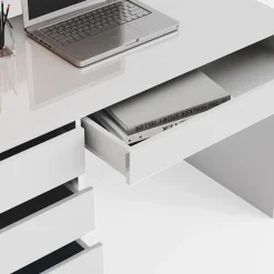 Schreibtisch Sherry Weiß 55 x 120 cm mit Schubladen Vicco