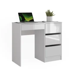 Schreibtisch Sherry Weiß Hochglanz 90 x 40 cm mit Schubladen Vicco