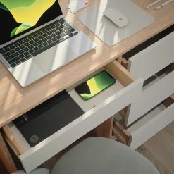 Schreibtisch Sherry Weiß/Sonoma 90 x 40 cm mit Schubladen Vicco