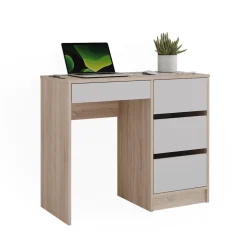 Schreibtisch Sherry Weiß/Sonoma 90 x 40 cm mit Schubladen Vicco