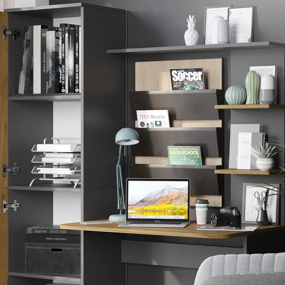 Schreibtisch Tessa Anthrazit/Goldkraft Eiche 122.9 x 52 cm Vicco