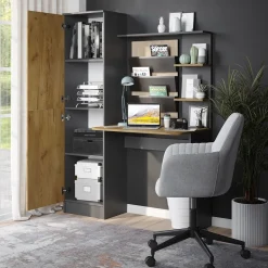 Schreibtisch Tessa Anthrazit/Goldkraft Eiche 122.9 x 52 cm Vicco