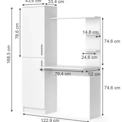 Schreibtisch Tessa Weiß 122.9 x 52 cm Vicco