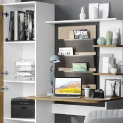 Schreibtisch Tessa Weiß/Goldkraft Eiche 122.9 x 52 cm Vicco