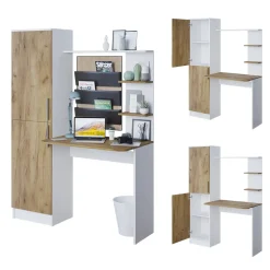 Schreibtisch Tessa Weiß/Goldkraft Eiche 122.9 x 52 cm Vicco