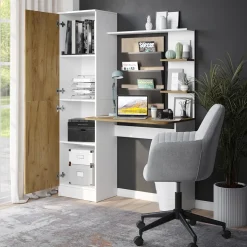 Schreibtisch Tessa Weiß/Goldkraft Eiche 122.9 x 52 cm Vicco