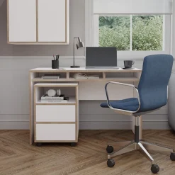 Schreibtisch Tetrix Weiß 112 x 55 cm mit 3 Fächern Vicco