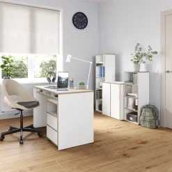 Schreibtisch Tetrix Weiß 112 x 55 cm mit 3 Fächern Vicco