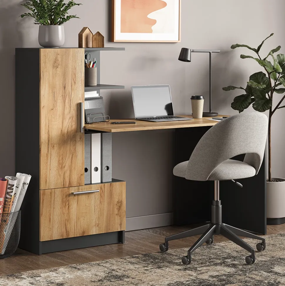 Schreibtisch Tomy Anthrazit/Goldkraft Eiche 150 x 59 cm Vicco