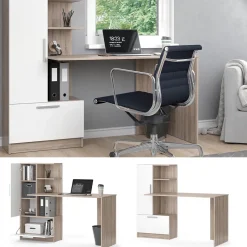 Schreibtisch Tomy Sonoma/Weiß 150 x 59.3 cm Vicco