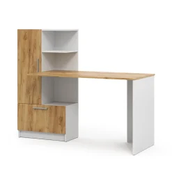 Schreibtisch Tomy Weiß/Goldkraft Eiche 150 x 59 cm Vicco