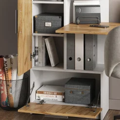 Schreibtisch Tomy Weiß/Goldkraft Eiche 150 x 59 cm Vicco