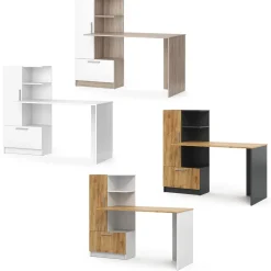 Schreibtisch Tomy Weiß/Goldkraft Eiche 150 x 59 cm Vicco