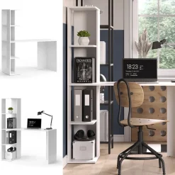 Schreibtisch Tower Weiß 122.2 x 55.2 cm mit 4 Fächern Vicco