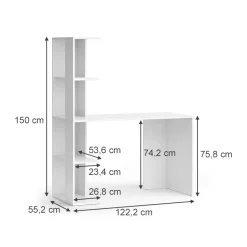 Schreibtisch Tower Weiß 122.2 x 55.2 cm mit 4 Fächern Vicco