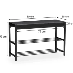 Schuhbank Borneo Schwarz 80 x 52 cm Vicco