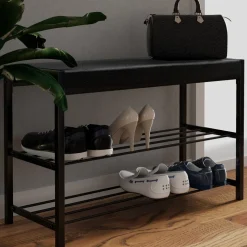 Schuhbank Borneo Schwarz 80 x 52 cm Vicco