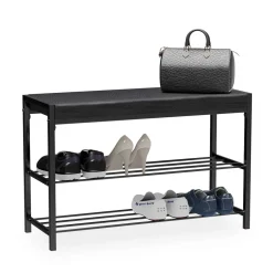 Schuhbank Borneo Schwarz 80 x 52 cm Vicco