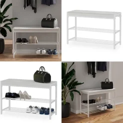 Schuhbank Borneo Weiß 80 x 52 cm Vicco