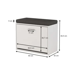 Schuhbank Georg Weiß 60 x 49.5 cm mit Auflage Vicco