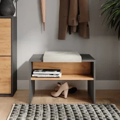 Schuhbank Orlando Anthrazit/Goldkraft Eiche 60 x 60 cm Vicco