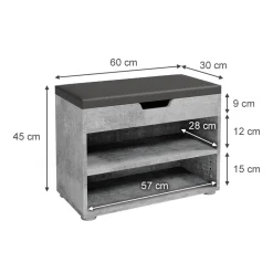 Schuhbank Rolfe Beton 60 x 45 cm Vicco