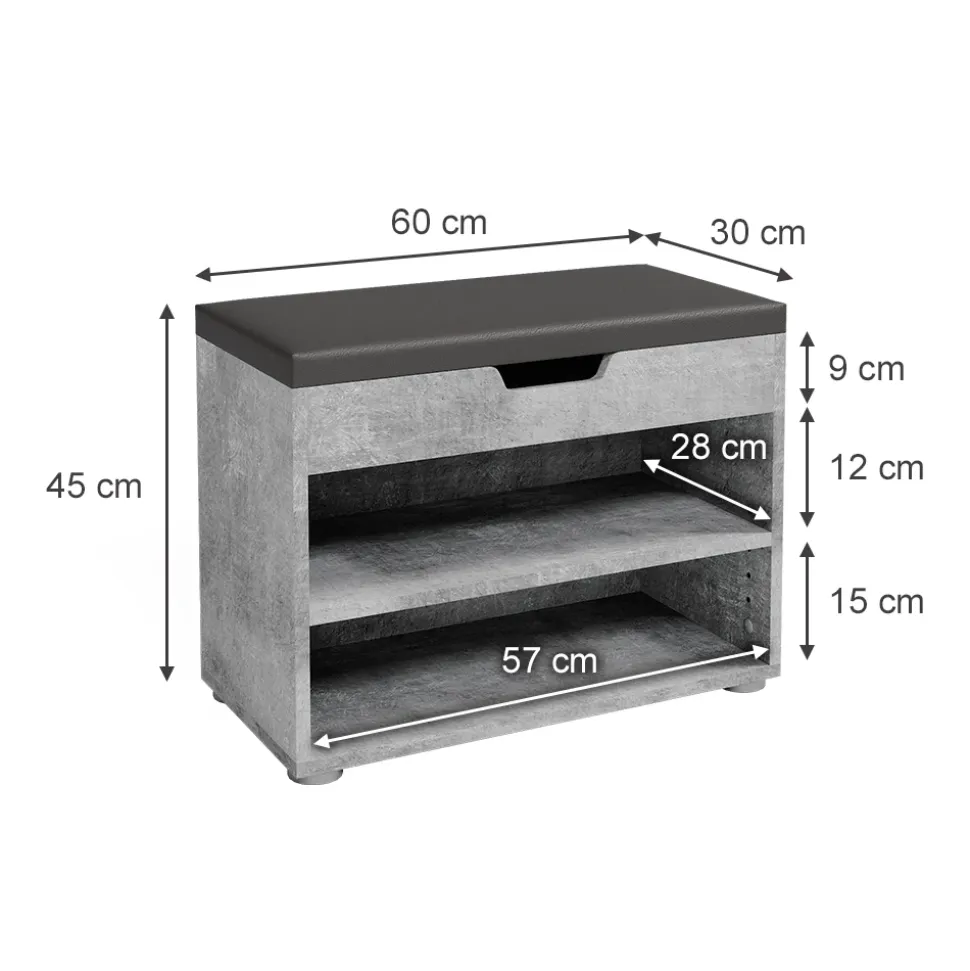 Schuhbank Rolfe Beton 60 x 45 cm Vicco