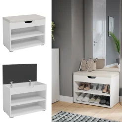 Schuhbank Rolfe Weiß 60 x 45 cm Vicco