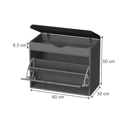 Schuhbank Schufy Anthrazit 60 x 51 cm mit 2 Fächern Vicco