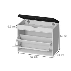 Schuhbank Schufy Weiß 60 x 51 cm mit 2 Fächern Vicco