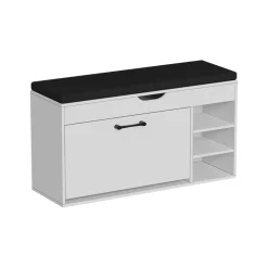 Schuhbank Solino Weiß/Schwarz 90 x 50 cm mit Sitzfläche Vicco