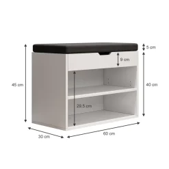 Schuhbank Titus Weiß 60 x 45 cm mit Auflage Vicco