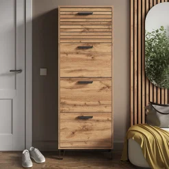 Schuhkipper Amber Eiche Wotan 60 x 168 cm mit 4 Fächern Vicco