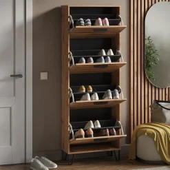 Schuhkipper Amber Eiche Wotan 60 x 168 cm mit 4 Fächern Vicco