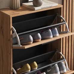 Schuhkipper Amber Eiche Wotan 62 x 130 cm mit 3 Fächern Vicco