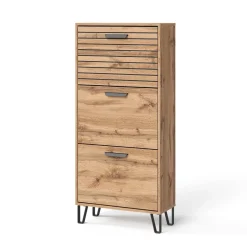 Schuhkipper Amber Eiche Wotan 62 x 130 cm mit 3 Fächern Vicco