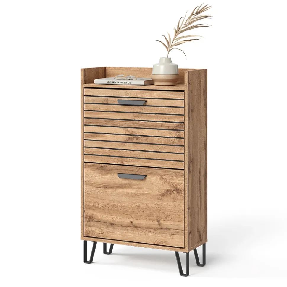 Schuhkipper Amber Eiche Wotan 59.8 x 100 cm mit 2 Fächern Vicco