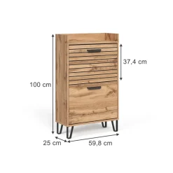 Schuhkipper Amber Eiche Wotan 59.8 x 100 cm mit 2 Fächern Vicco