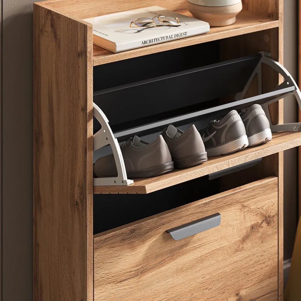 Schuhkipper Amber Eiche Wotan 59.8 x 100 cm mit 2 Fächern Vicco