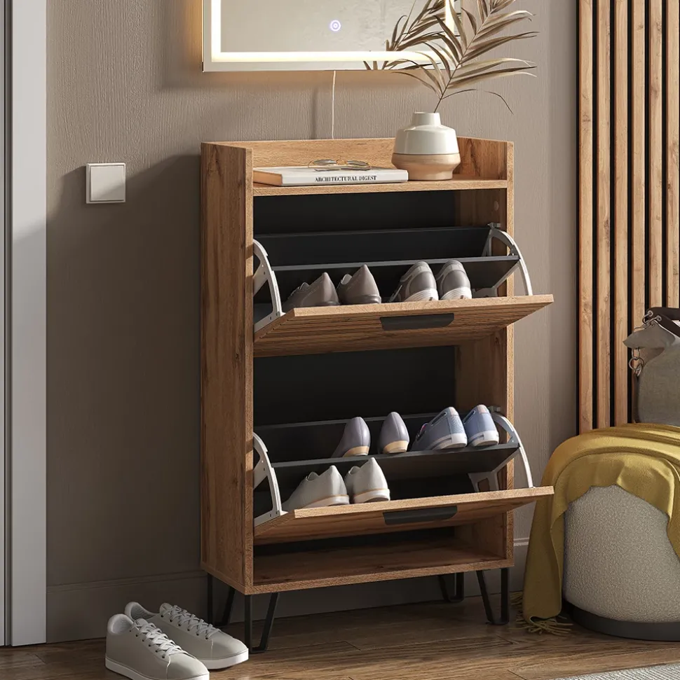 Schuhkipper Amber Eiche Wotan 59.8 x 100 cm mit 2 Fächern Vicco