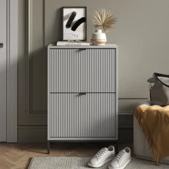 Schuhkipper Eliza Grau 60 x 92 cm mit 2 Klappschubladen Vicco